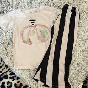 12-18 months, black and white with pumpkin shirt outfit